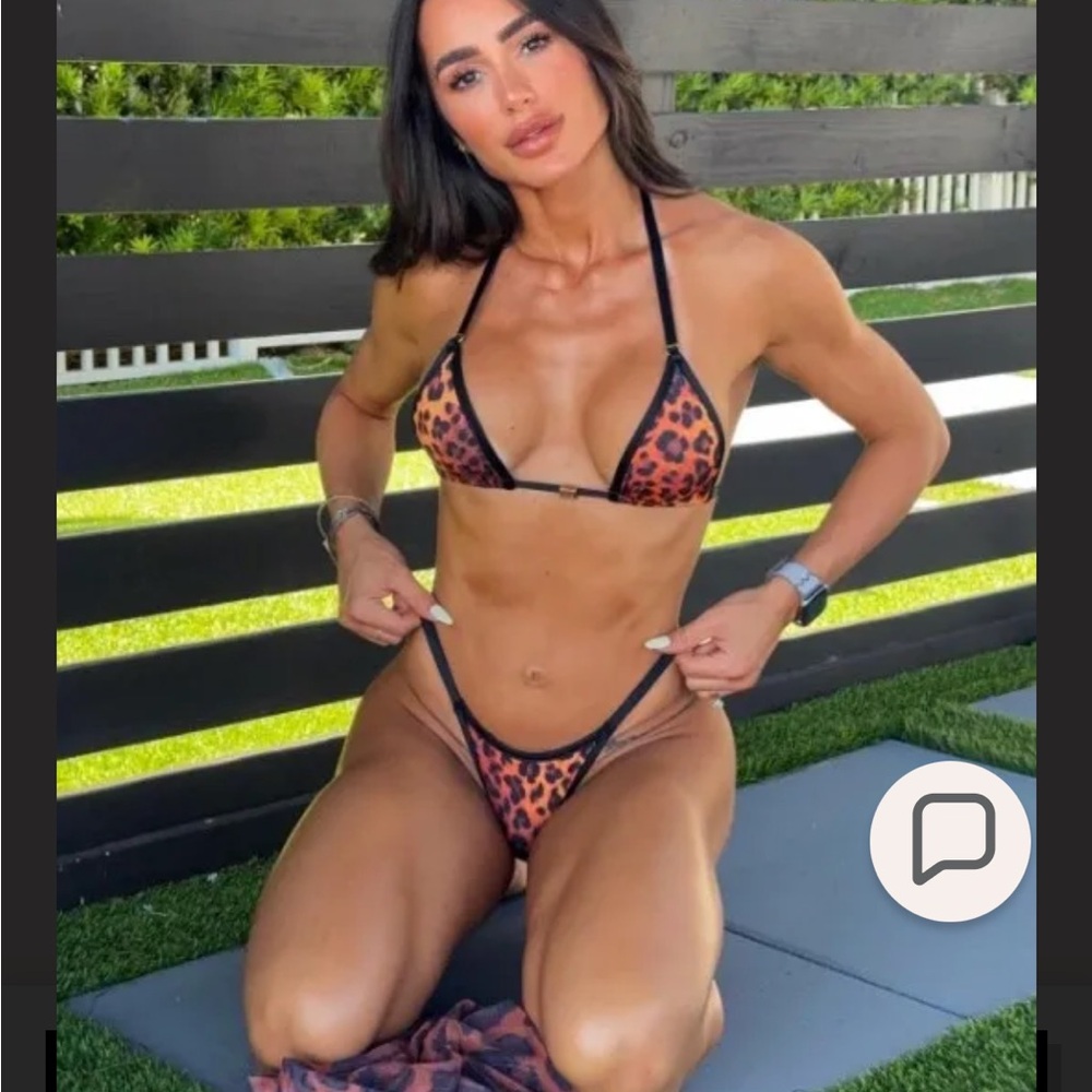Leopard Print Bikini with Black Trim
